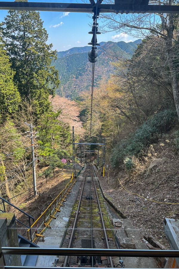 Koyasan cable car ride provides awesome views of the lush mountains surrounding Koyasan
