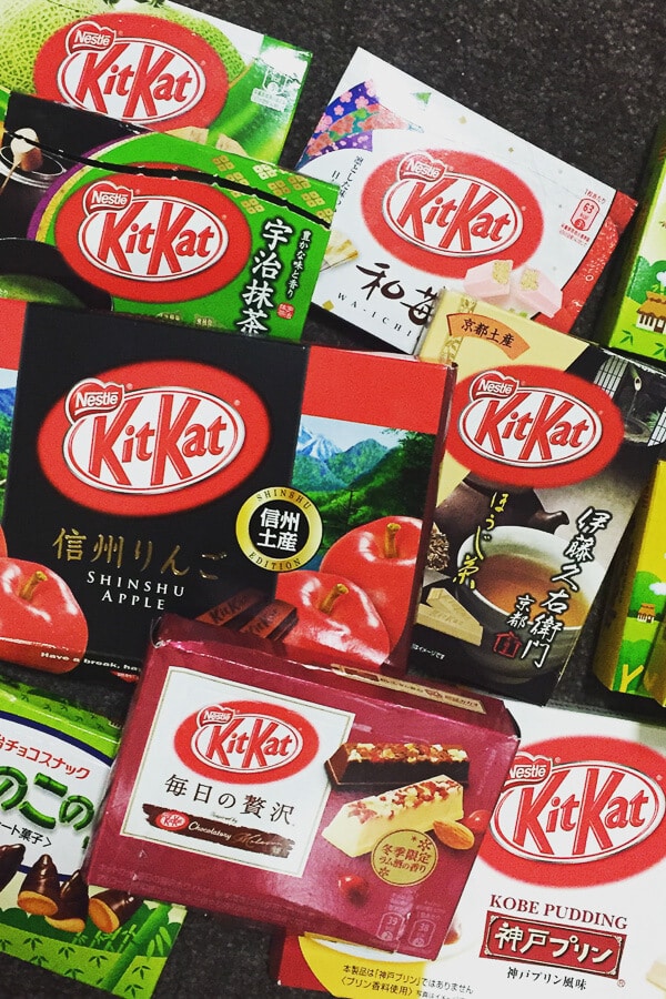 Assorted flavors of Kitkat