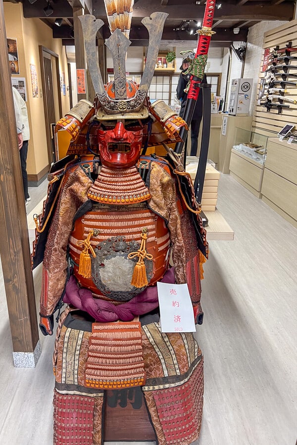 A samurai armor on display